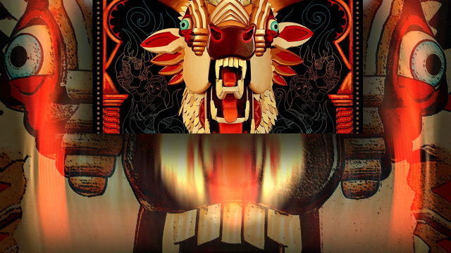 Mask red light mouth painting free wallpaper for desktop - medium preview image