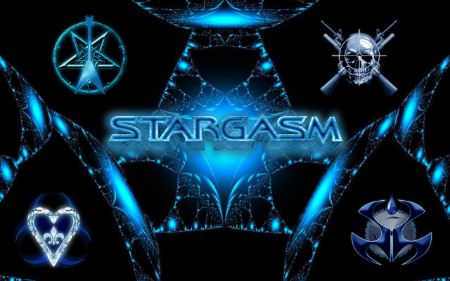 Blue black stargasm logo center free wallpaper for desktop - medium preview image