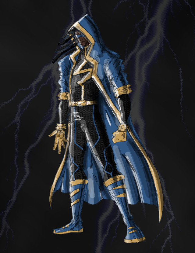 Blue gold character lightning background free wallpaper for mobile - medium preview image
