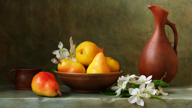 Bowl fruit vase flowers table free wallpaper for desktop - medium preview image