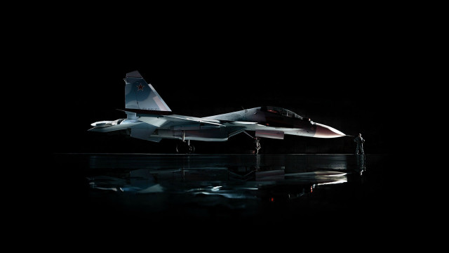 Fighter jet runway night person free wallpaper for desktop - medium preview image