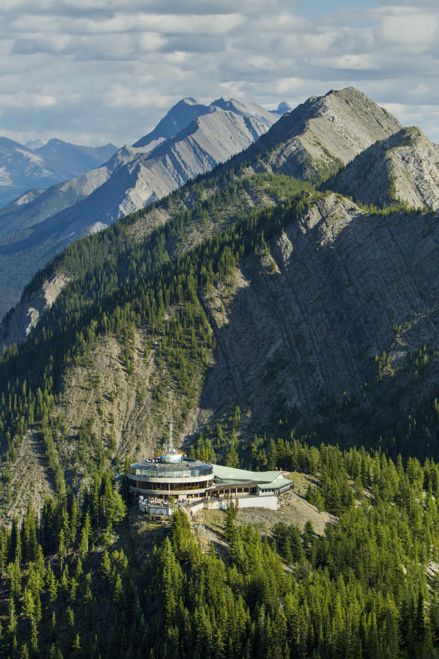 Mountain building forest sky background free wallpaper for mobile - medium preview image
