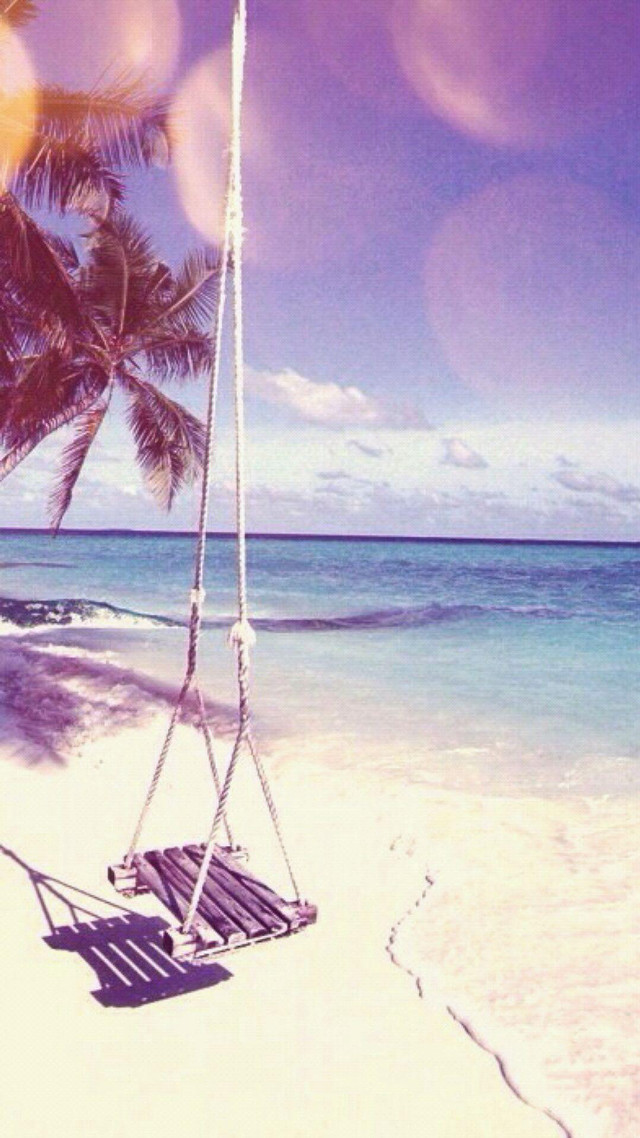 Swing palm tree beach ocean free wallpaper for mobile - medium preview image