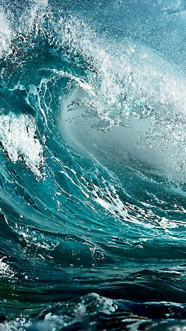 Large wave breaking ocean water free wallpaper for mobile - medium preview image