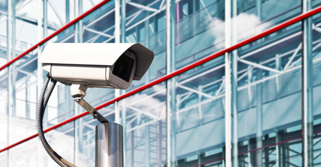 Security camera pole building red free wallpaper for desktop - medium preview image