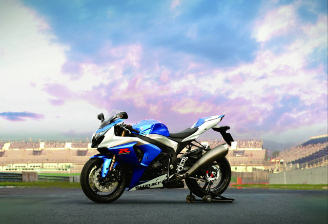 Blue white motorcycle stadium sky free wallpaper for desktop - medium preview image