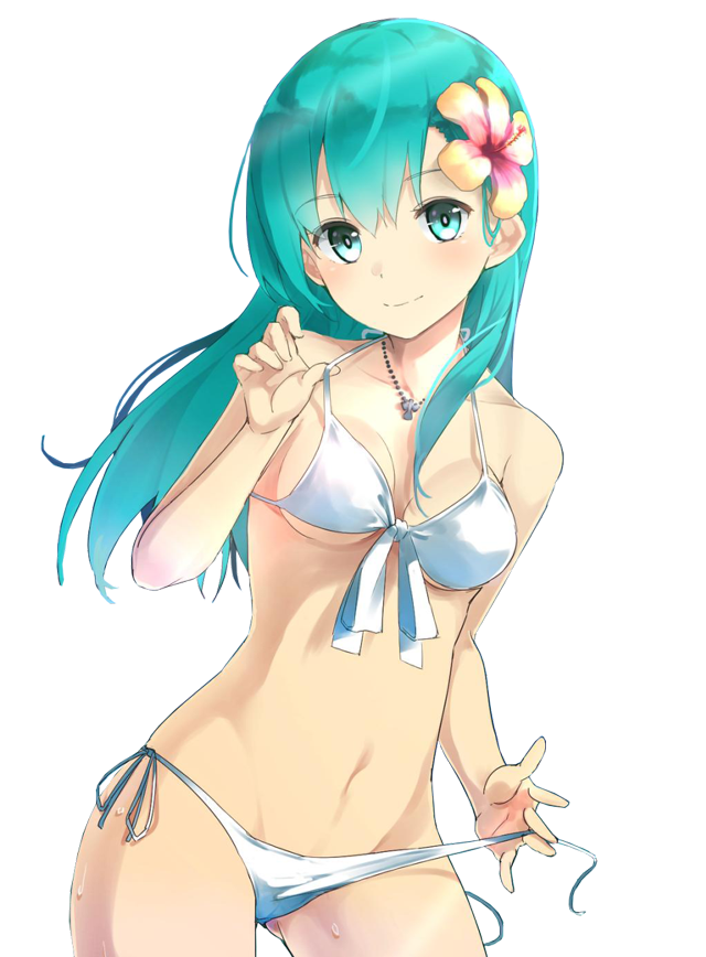 Woman bikini flower hair necklace free wallpaper for mobile - medium preview image