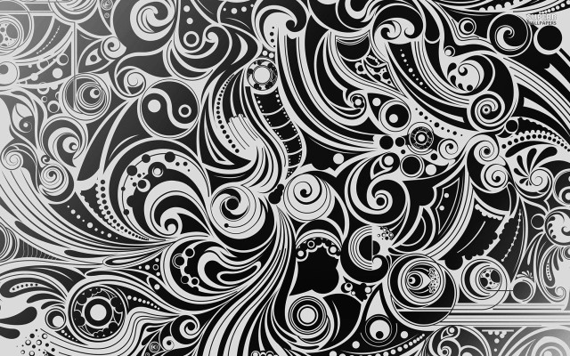 Swirly pattern black white drawing free wallpaper for desktop - medium preview image