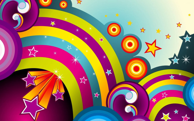 Colorful background stars circles rainbow #2 free wallpaper for desktop - medium preview image