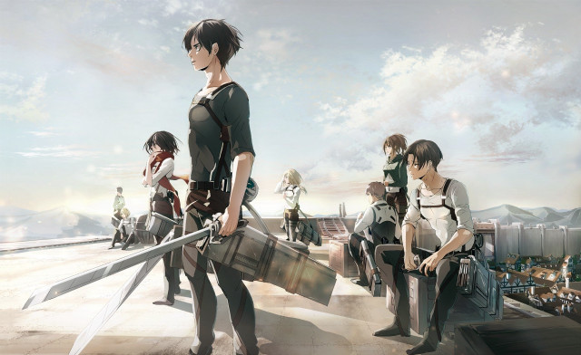 Group people roof swords suitcase free wallpaper for desktop - medium preview image