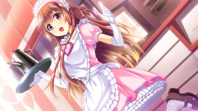 Girl dress hat pink tiles free wallpaper for desktop - medium preview image