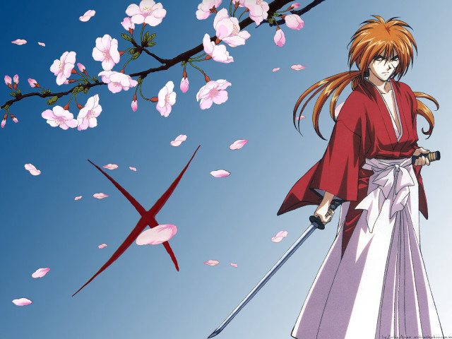 Woman kimono sword bird flying free wallpaper for desktop - medium preview image