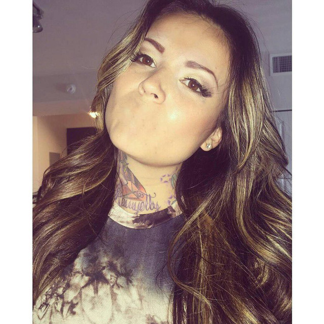 Woman tattoo neck serious look free wallpaper for tablet - medium preview image