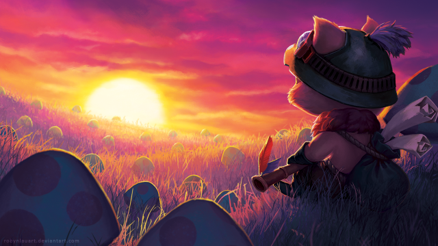 Cartoon character field sunset mushroom #2 free wallpaper for desktop - medium preview image