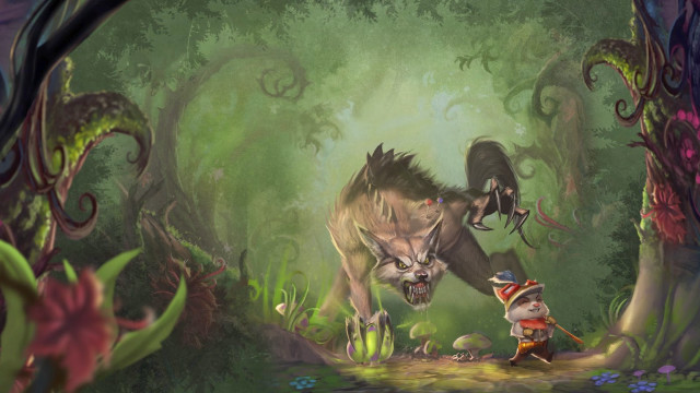 Wolf gnome forest flowers plants free wallpaper for desktop - medium preview image