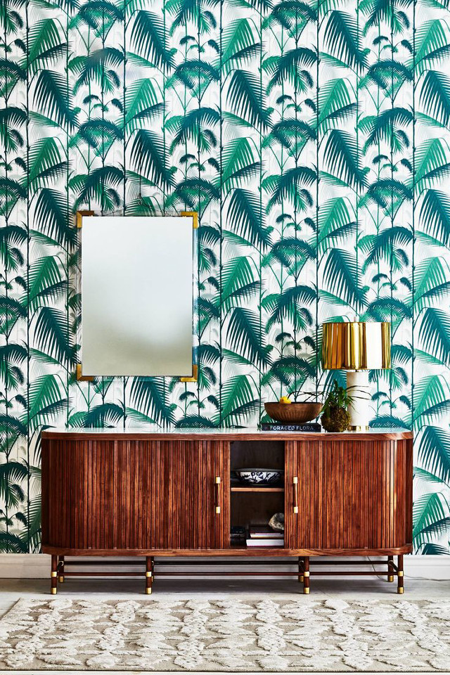 Room large mirror palm leaves free wallpaper for mobile - medium preview image