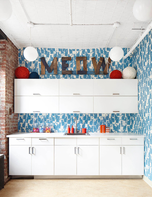 Kitchen blue white wallpaper sign free wallpaper for mobile - medium preview image