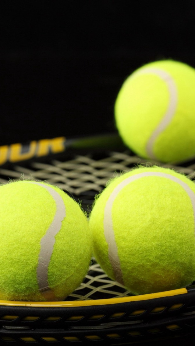 Tennis balls racket black background free wallpaper for mobile - medium preview image