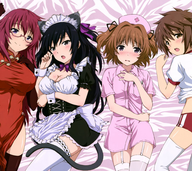 Anime girls bed pink walls free wallpaper for tablet - medium preview image