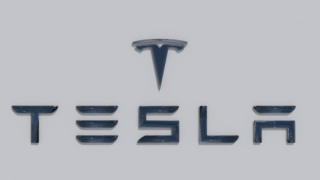 Tesla logo gray background black free wallpaper for desktop - medium preview image