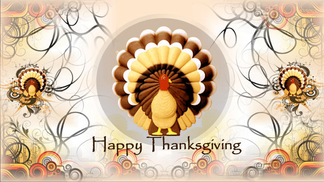 Happy thanksgiving turkey message side free wallpaper for desktop - medium preview image