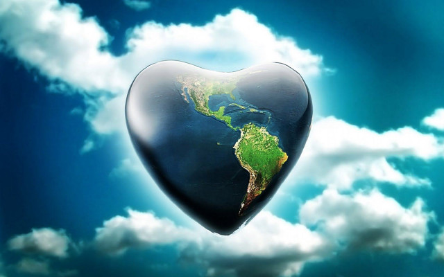 Heart shaped earth sky clouds free wallpaper for desktop - medium preview image