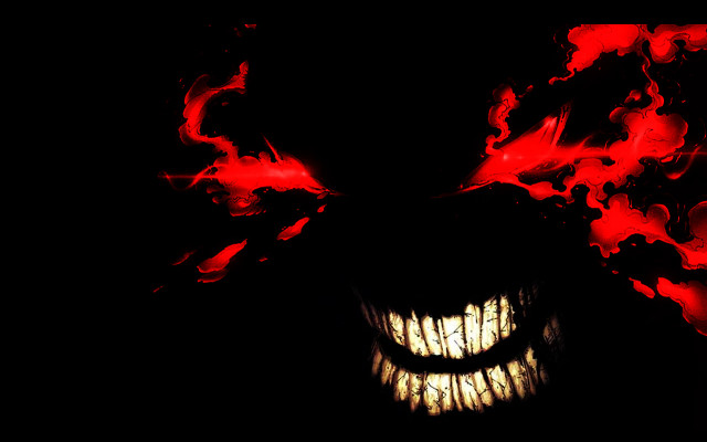 Demonic glowing teeth eyes fire free wallpaper for desktop - medium preview image