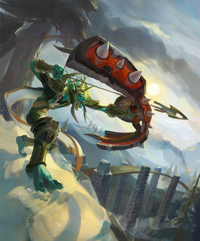 Creature sword sky buildings clouds free wallpaper for mobile - medium preview image