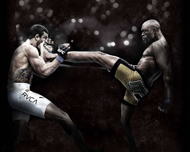 Boxing ring kick fight men free wallpaper for desktop - medium preview image