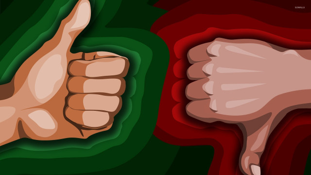 Thumbs up down green background free wallpaper for desktop - medium preview image