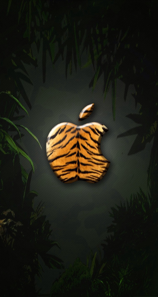 Apple logo jungle leaves grass free wallpaper for mobile - medium preview image