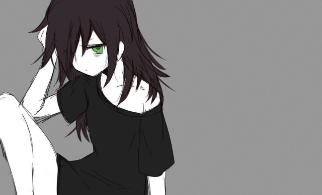 Gothic anime woman greeneyes crossed free wallpaper for desktop - medium preview image