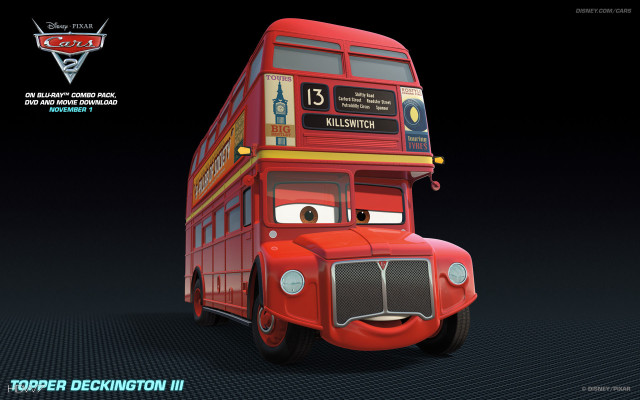 Red double decker bus cartoon free wallpaper for desktop - medium preview image