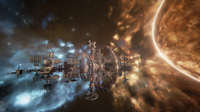 Space station sky planet background free wallpaper for desktop - medium preview image