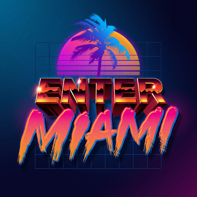 Retro enter miami game logo free wallpaper for tablet - medium preview image