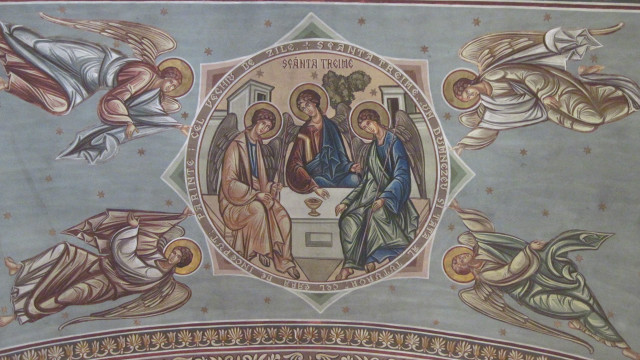 Religious scene angels fish ceiling free wallpaper for desktop - medium preview image