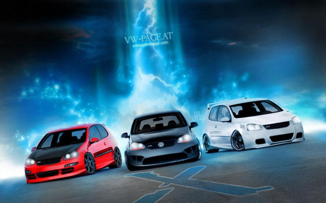 Three cars parking lot lightning #2 free wallpaper for desktop - medium preview image