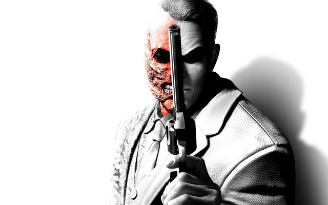 Bloody man gun face holding free wallpaper for desktop - medium preview image