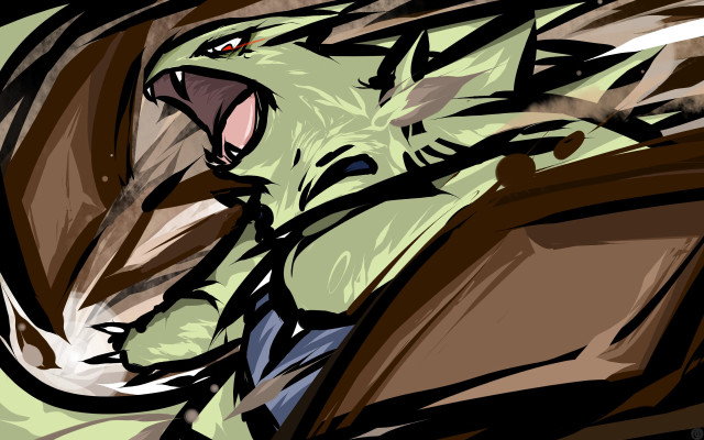 Green creature mouth open tie free wallpaper for desktop - medium preview image