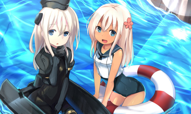 Anime girls boat water life free wallpaper for desktop - medium preview image
