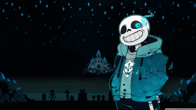 Cartoon skull character blue jacket free wallpaper for desktop - medium preview image