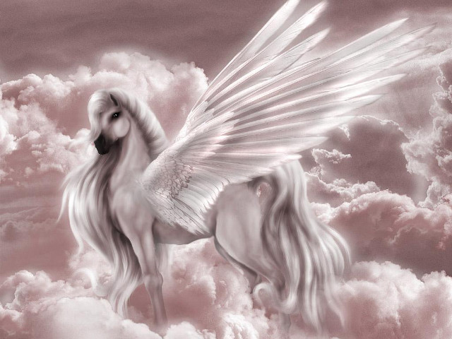 White unicorn wings clouds pink free wallpaper for desktop - medium preview image