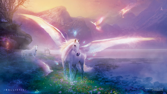 White horse flying water horses free wallpaper for desktop - medium preview image