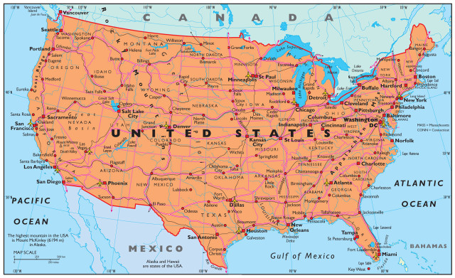 Us map major cities roads #2 free wallpaper for desktop - medium preview image