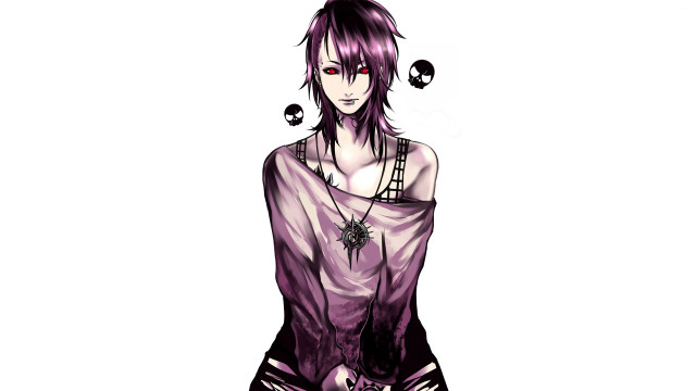 Woman purple hair skull necklace free wallpaper for desktop - medium preview image