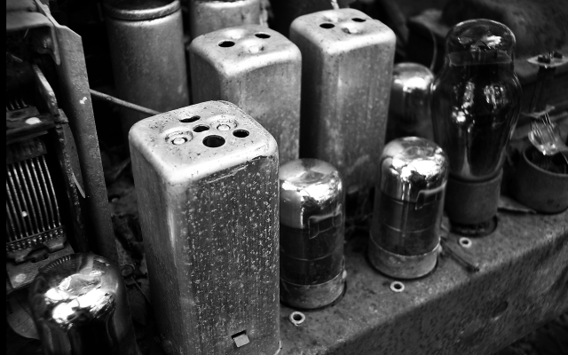 Old metal objects stacked shelf free wallpaper for desktop - medium preview image