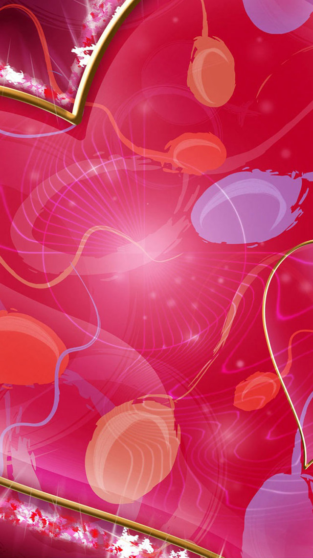 Red gold heart neoplasticism ultrafine free wallpaper for mobile - medium preview image