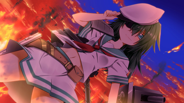 Woman uniform fire arm hat free wallpaper for desktop - medium preview image