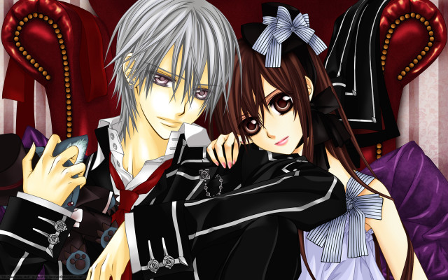 Anime couple characters posing picture free wallpaper for desktop - medium preview image