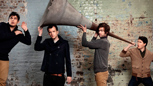 Men bullhorn group standing covering free wallpaper for desktop - medium preview image